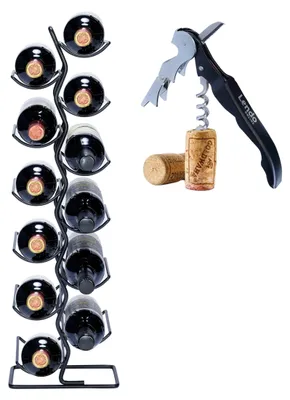 Weinregal für 12 Flaschen, schwarz, 22x16x70 cm, Stahl