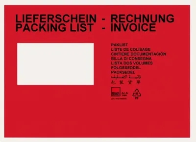 Produktbild von 2000 Dokumententaschen Lieferscheintaschen Din C5 Rot Begleitpapiertaschen