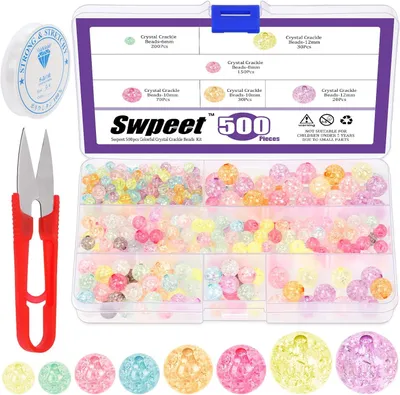 Imagen del producto de Juego de perlas, 502 perlas de vidrio acrílico de colores, de 6 a 12 mm, para la fabricación de joyería