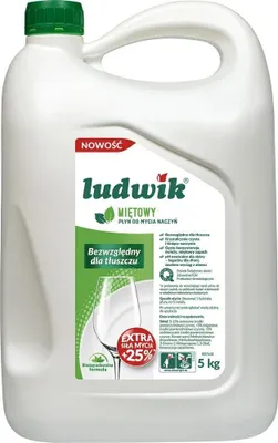 A large white plastic bottle of dish soap with a green label.
