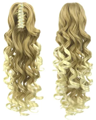 Productafbeelding van Lange Krullende Ponytail Haarstuk - Clip On - Ombre Blonde