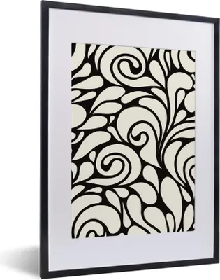 Produktbild von MuchoWow® MuchoWow® Gerahmtes Poster Natur - Weiß - Schwarz - Muster 30x40 cm - Poster mit zchwarzem Bilderrahmen - Wandposter Schlafzimmer