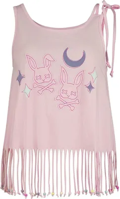 Produktbild von Full Volume by EMP Damen rosa Top mit Fransen und Perlen XL