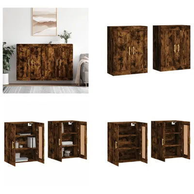 Produktbild von vidaXL Wandschränke 2 Stk. Räuchereiche Holzwerkstoff - Wandschrank - Wandschränke - Schrank - Lagerschrank