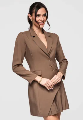 Produktbild von LARICA Etuikleid Minikleid V-Ausschnitt Figurbetont Elegant LA-OM-DLR302 coffee S