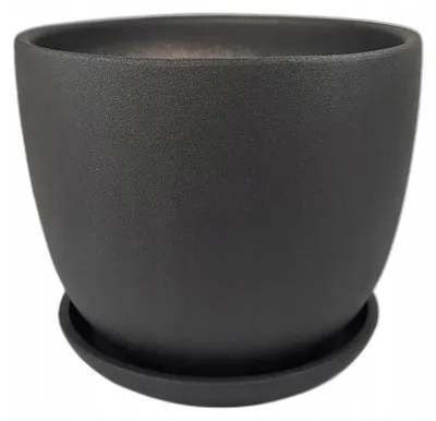 Zdjęcie produktu dla Doniczka Ceramiczna Czarna Matowa Duża Średnica 24,5 Cm Wysokość 20 Cm