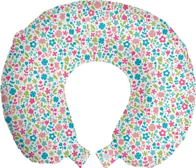 Produktbild von ABAKUHAUS Baby Reisekissen Nackenstütze, Blumenmuster-Tupfen, Schaumstoff Reiseartikel für Flugzeug und Auto, 30x30 cm, Mehrfarbig