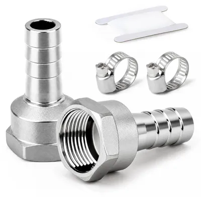 Schlauchstutzen 20 mm x 1/2" BSP, 2 Stück, Edelstahl 304