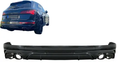 Obrázek produktu pro Zadní difuzor s dvojitým vývodem pro Audi Q5 SUV FY S-Line 2018-2020 Černé koncovky