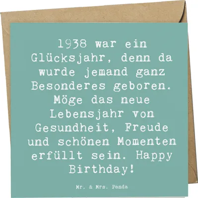Produktbild von Mr. & Mrs. Panda Grußkarte Spruch 1938 Geburtstag - Meeresbrise - Geschenk, anlasskarte, Happy Birthday, Feiern, Jahrgang, Klappkarte, Glückwunsch, Alter, faltkarte