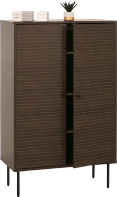 Produktbild von Highboard HWC-N78, komoda szafka kredens, styl skandynawski, metal drewno melamina MVG 130x80x40cm ~ ciemny brąz