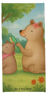 Produktbild von Mr. & Mrs. Panda Handtuch Bär Kind Design - Blau Pastell - Geschenk, Muttertag, Duschtuch, Mama, frottierhandtuch, Strandlaken, Bären, Strandtuch, Tochter, Badhandtuch