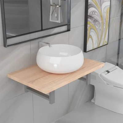 Imagen del producto de Maison Exclusive: Juego de dos piezas de muebles de baño, cerámica, color marrón nogal