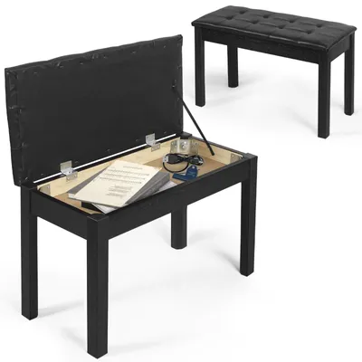 Produktbild von Moderne Holz Klavierbank mit weichem Kissen, Schwarz