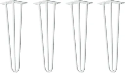 Produktbild von Natural Goods Berlin HAIRPIN Legs, Haarnadelbeine, Möbelfüße, Tischbeine, Weiß, 40 cm, 3 Streben, 4 Stück