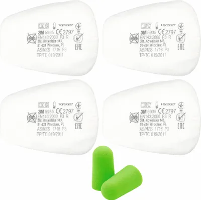 Produktbild von 3M Filter 5935 P3 R Partikelfilter Einlagefilter, 2 Paare mit SmartProduct Gehörschutzstöpsel 1 Paar