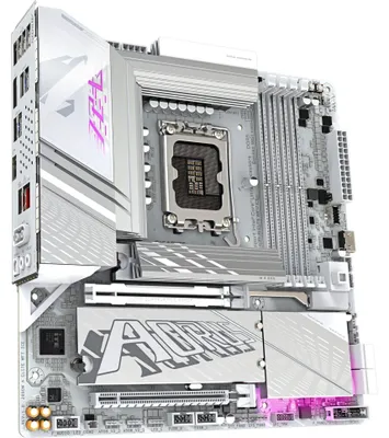 Produktbild von GIGABYTE Z890M AORUS ELITE WIFI7 ICE Mainboard - Unterstützt Intel Core Ultra (Serie 2) CPUs, 12+1+2 Phasen VRM, bis zu 8800MHz DDR5 (OC), 1xPCIe 5.0 + 2xPCIe 4.0, Wi-Fi 7, 2.5GbE LAN, USB 4, Intel, LGA 1851 (Socket V1), Intel Core Ultra (Series 2), LGA 1851, 256 GB, DDR5-SDRAM