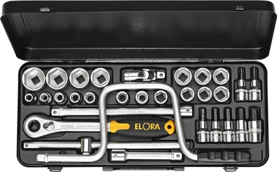 Produktbild von Elora Steckschlüssel-Satz 1/2", 6-kant+Innen-Sechskant, 31-teilig 10-32 mm, ELORA-771-LIMK