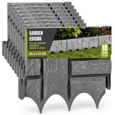 Image de Bordure de jardin en plastique, grise [25,8 x 22 cm - 10 pièces]