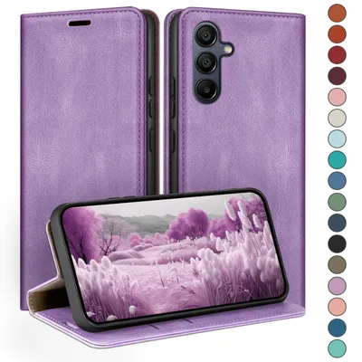 Produktbild von HUOUH für Samsung Galaxy A16 Hülle mit RFID Schutzhülle aus Lederhülle Handyhülle,Kartenfach Leder ständer Handy hülle,360 Grad Schutz Cover für Samsung A16 Klapphülle Wallet Case Flieder Lila