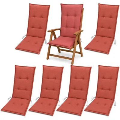 Produktbild von BURI 6x Auflagen Set Hochlehner für Gartenstühle 120x48x7cm Sesselauflagen Polster UV Lichtecht - Gartenstuhlauflagen Stuhlkissen mit Dicker Schaumstoff Füllung (Terrakotta)