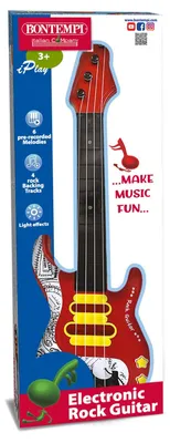 Produktbild von Bontempi elektrische Rockgitarre Spielzeug rot mit Licht und Sound