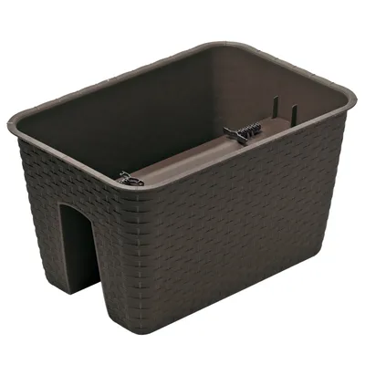 Produktbild von Kasten für Geländer Balkon Terrasse Blumentopf Rattan-Imitat 39,6 cm Braun