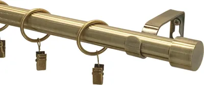 Produktbild von LOFT 240 cm Einzelne Gardinenstange 19 mm aus Metall mit Endstück LUNA Komplettset mit Ringen und Clips Inklusive Montagezubehörset Farbe Antikgold