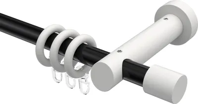 Produktbild von Interdeco Gardinenstange / Vorhangstange Schwarz / Weiß, Typ Talena Feta (Kappe), 20 mm Ø 1-läufig, 100 cm