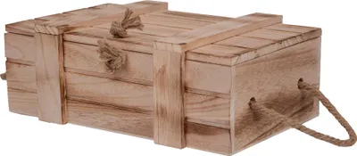 Produktbild von Holz Kiste mit Deckel und zwei Henkeln natur geflammt klein