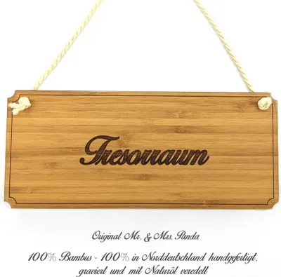 Produktbild von Mr. & Mrs. Panda Werbeschild Tresorraum - Geschenk, Hinweisschild, Landhaus, Wegweiser, Geschenkidee, Türschild, Graviert, Infotafel, Schild, Holz, Shabby