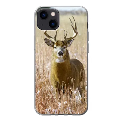 Produktbild von MuchoWow® Handyhülle Schutzhülle Hülle für iPhone 13 Hirsche - Gras - Herbst - Tiere - Natur - Geweih Silikon Softcase Handy Hülle - Karteninhaber