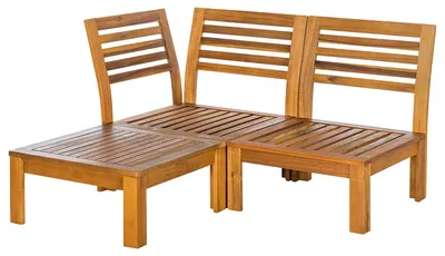 Produktbild von home24 Loungegruppe - 3-teilig - Webstoff / Akazie Massiv