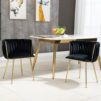 Image de MODFU, ensemble de 2 chaises de salle à manger, chaise de cuisine, chaise de salon, fauteuil en velours, couleur noire