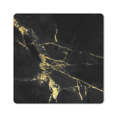Produktbild von MuchoWow® Mauspad Mousepad Marmor - Schwarz - Gold - Luxus 20x20 cm - Mousepads - Maus Mat - Pad - Mausunterlage - Desk Mat - Bureauartikeln