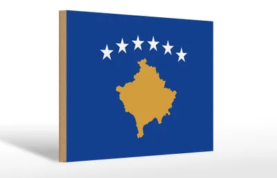 Produktbild von Holzschild Flagge Kosovo 30x20cm Flag of Kosovo