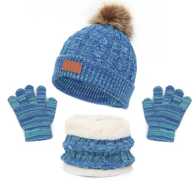 Immagine prodotto di Omgoods - Set invernale 3-in-1 per bambini, composto da berretto, sciarpa e guanti