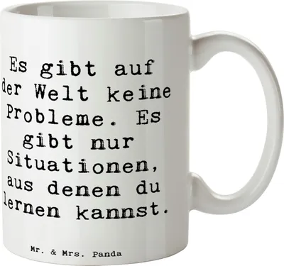 Produktbild von Mr. & Mrs. Panda Kaffeebecher Spruch Erleuchtung finden - Weiß - Geschenk, Lebensweisheit, Motivation, Kaffeepott, Stimmung, Becher, Leuchtende Augenblicke, Tasse, Zitat