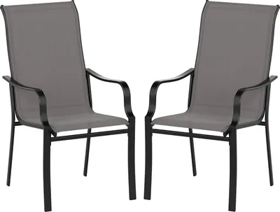Obrázek produktu pro Zahradní židle COSTWAY sada 2 kusů, židle na terasu s vysokým opěradlem, židle na balkon, max. nosnost 150 kg, 56x73x101cm, šedá barva