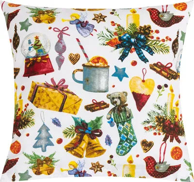 Obrázek produktu pro Povláček bavlněný - vánoce - 40x40 cm - Bílá,Červená,Zlatá