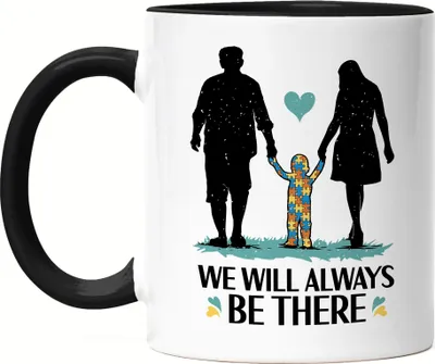 Produktbild von We Will Always Be There Tasse Schwarz Vater Mutter Kind Motiv Süßes Geschenk