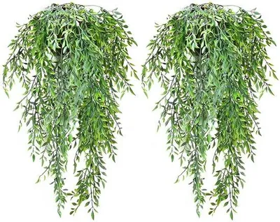 Produktbild von Kunstliche Pflanzenhänge 2er-Pack, grüne Kunstpflanzen für Wohnzimmer, Schlafzimmer, Büro, Balkon, Fensterbank