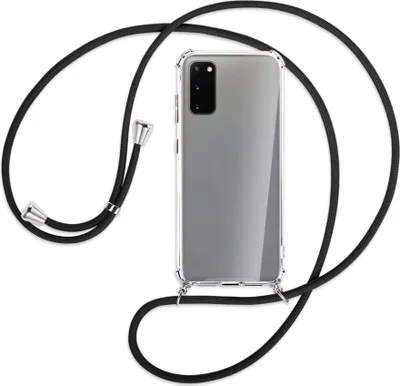 Produktbild von Handykette Backcover-Schutzhülle mit Band (Metall silberfarben) für Samsung Galaxy S20 (G980) - schwarz