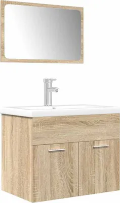Image de vidaXL Ensemble de meubles de salle de bain 3 pièces en bois composite chêne Sonoma