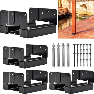 Pfostenträger 4er-Set, Stahl, 15,2x15,2 cm, schwarz