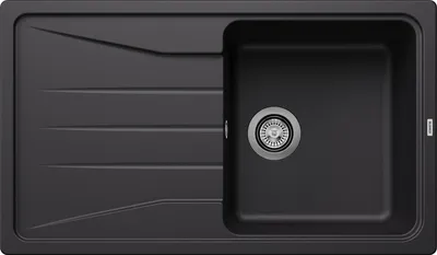 Produktbild von BLANCO Spüle SONA 5 S in SCHWARZ mit Ablaufgarnitur ohne Ablauffernbedienung / Ausschnitt: 840 x 480 mm / Silgranit