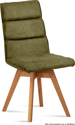 Produktbild von Esszimmerstuhl drehbar (6er-Set) Doris 47x92x60 Eiche geölt/Olivgrün