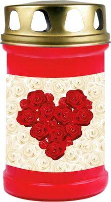Produktbild von Grabkerze Rot, Brenndauer: 48 Stunden, Motiv: Rose Herz