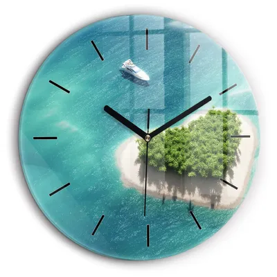 Produktbild von Wallfluent Große Wanduhr – Stilles Quarzuhrwerk - Uhr Dekoration Wohnzimmer Schlafzimmer Küche - Zifferblatt mit Striche - schwarze Zeiger - 60 cm - Herzinsel