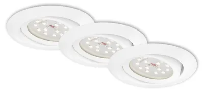 Image de Lampe LED encastrée BRILONER LEUCHTEN ATTACH DIM, 3,5 W, 350 lm, IP23, blanc, métal, intensité lumineuse variable, set de 3, Ø 8,2 cm
